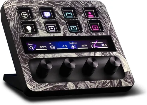 Vista 23 de MightySkins - Piel de fibra de carbono compatible con Elgato Stream Deck + Marble Magma Acabado de fibra de carbono texturizado protector