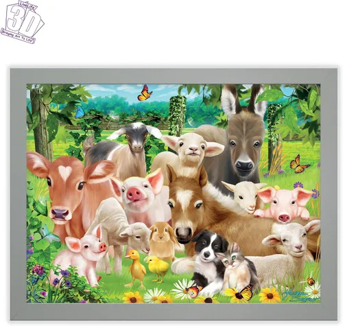 Vista 2 de 3D LiveLife Imágenes lenticulares - Animales de granja de bebés de Deluxebase. Arte de pared de animales de 12 x 16 pulgadas sin marco con efecto 3D