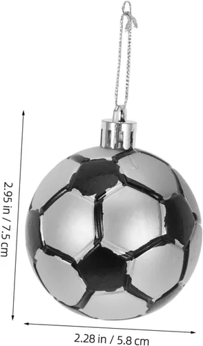 Vista 2 de Toyvian 6 adornos de bola de fútbol de Navidad, decoraciones de bolas de árbol de Navidad para pelota de fútbol, temática deportiva, decoraciones