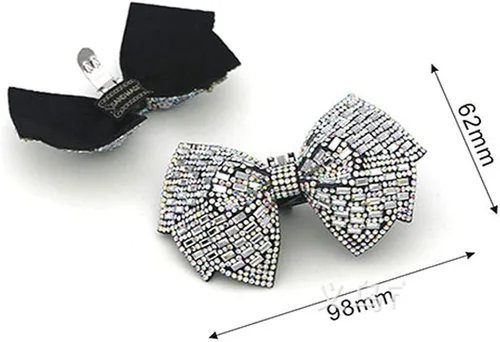 Vista 4 de HZYFPOY 2 clips de zapatos desmontables con lazo brillante para mujer, hebillas de zapatos extraíbles, accesorios decorativos para bodas, fiestas