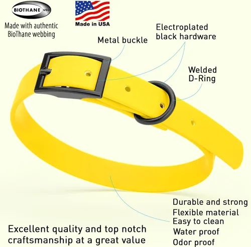 Vista 271 de Dogline Biothane - Collar impermeable para perro con hebilla de liberación rápida, resistente cincha de nailon recubierta con resistente y a prueba
