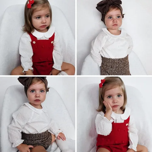 Vista 2 de Curipeer Camisa blanca con botones para niñas con cuello Peter Pan Blusa de manga larga