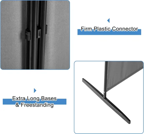Vista 6 de Divisor de habitación de 3 paneles, pantalla de privacidad plegable Gris-3 pliegues