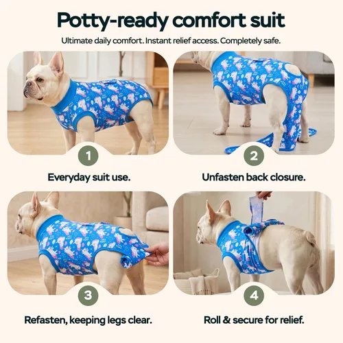 Vista 7 de PetWarm Traje de cirugía para perros, traje de recuperación quirúrgica para perros hembras y hombres, mameluco para perros, camisa de recuperación