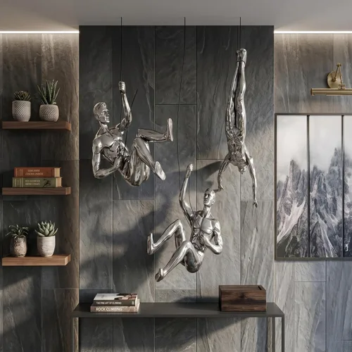 Vista 7 de GUTE Juego de 3 esculturas artísticas de pared para hombres y hombres que escalan (juego de 3) – Regalo perfecto para decoración del hogar, arte