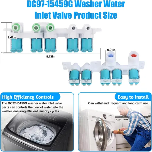 Vista 4 de UPGRADE DC97-15459G - Conjunto de válvula de entrada de agua compatible con válvula de entrada de lavadora Samsung DC97-15459G 3276197 AP5623056
