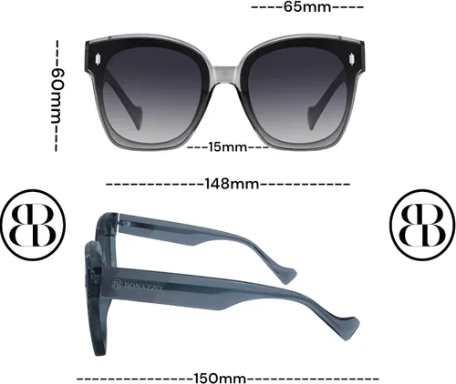Vista 3 de Bonazzo - Gafas de sol de acetato de gran tamaño polarizadas con protección UV, modelo de moda, diseño de estilo moderno