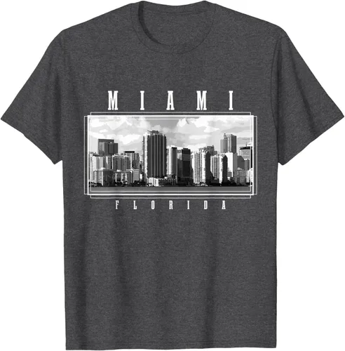 Vista 24 de Miami Skyline Florida Pride Vintage Miami Camiseta, Negro