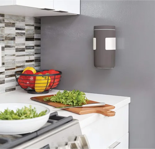 Vista 5 de iDesign Soporte adhesivo para toallitas de limpieza para cocina o baño - Blanco coco