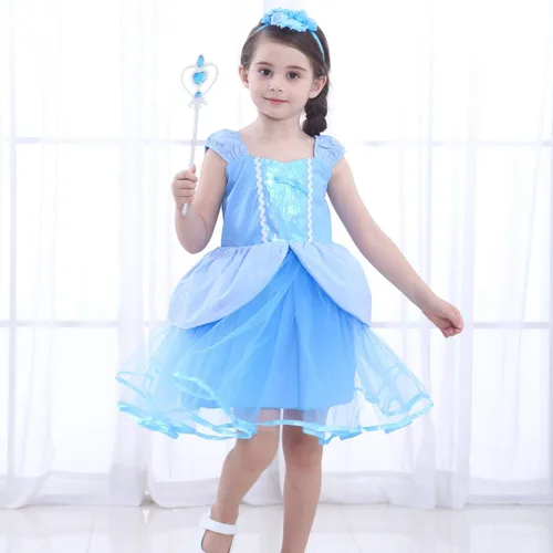 Vista 4 de Plustrong Disfraz de princesa de Cenicienta para niñas, vestido de cumpleaños, fiesta de Halloween