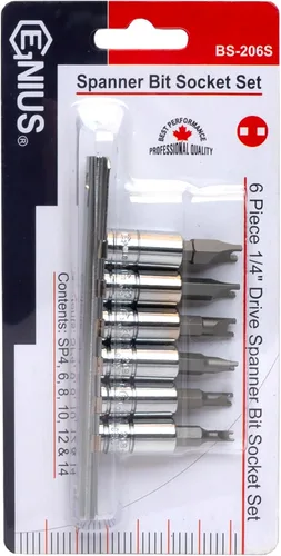 Vista 5 de Genius Tools Juego de llaves de vaso de 6 piezas de 1/4" Dr. Spanner BS-206S