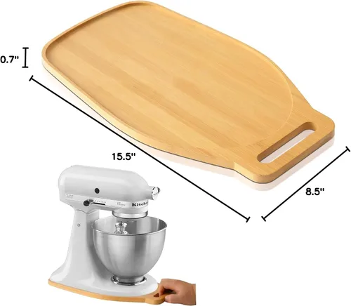 Vista 8 de Kitchenaid - Alfombrilla deslizante de bambú para batidora de pie inclinable de 4.5 a 5 cuartos de galón, almohadilla deslizante con mango