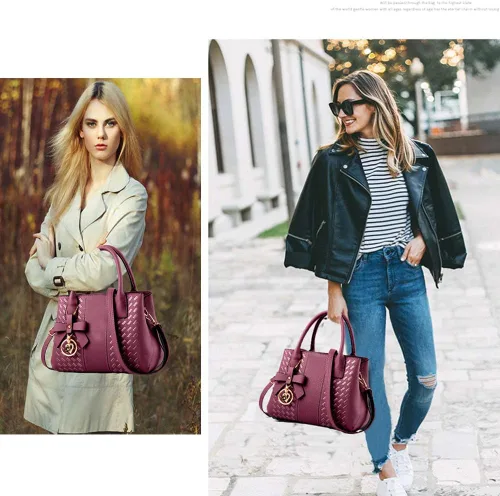 Vista 2 de Bolsos de mano para mujer de piel sintética de PU, bolso de hombro