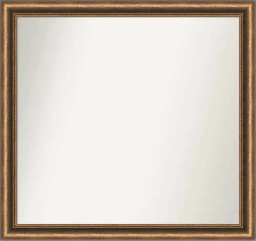 Vista 54 de Amanti Art Espejo de baño de bronce para sobre fregadero, 24 x 24 pulgadas, espejo de tocador cuadrado estrecho de bronce Manhattan, marco de madera