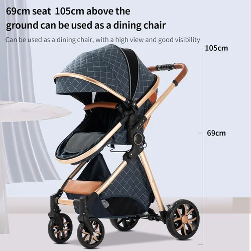 Vista 8 de Cochecito de bebé 2 en 1 con función de cochecito, plegable, portátil, cómodo, para bebés de 0 a 36 meses (negro)