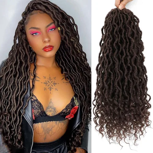 Vista 31 de Cabello Corto de Locs Falsos para Crochet Pre-Enrollado 12 Pulgadas 6 Paquetes Cabello de Locs de Diosa para Crochet Locs Falsos Suaves con Puntas