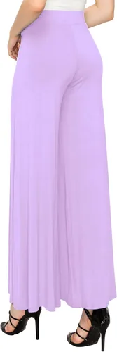 Vista 142 de Made By Johnny Pantalones palazzo elásticos de pierna ancha para mujer, lisos, casuales, cómodos