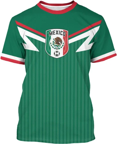 Vista 9 de Camiseta de fútbol con la bandera nacional, ropa de entrenamiento de fútbol, camiseta al aire libre, cuello redondo, manga corta a la moda