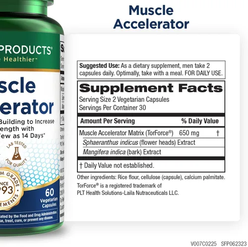 Vista 2 de Purity Products Acelerador muscular de 650 mg patentado y clínicamente probado, mezcla de extractos de hierbas ayurvédicos que promueve la fuerza