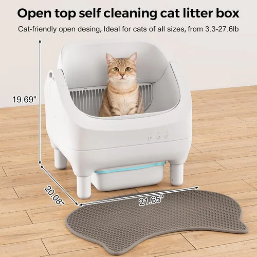 Vista 7 de Coziwow Caja de arena automática inteligente con parte superior abierta, caja de arena para gatos autolimpiante con control de aplicación
