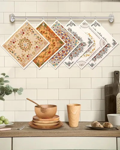 Vista 5 de Miss Adola 6 unidades de paños suecos para cocina - paños reutilizables para lavar platos, toallas de cocina absorbentes, lindas y divertidas, Bohemi