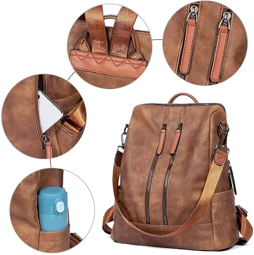 Vista 4 de CLUCI Mochila para mujer con monedero de cuero cartera grande para mujer