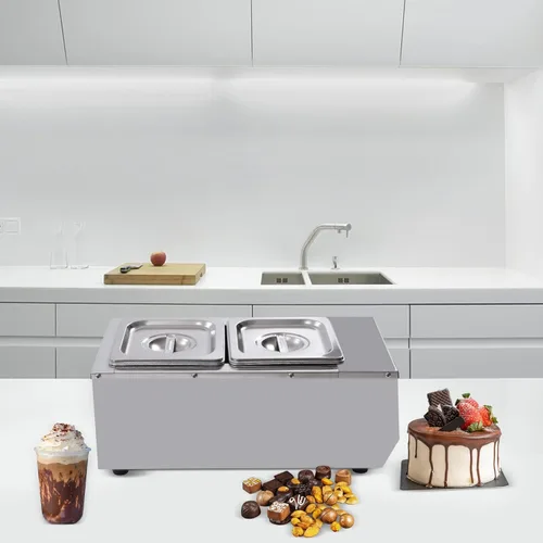 Vista 8 de Máquina de templado de chocolate de 2 tanques de 9 libras, derretidor de chocolate de 800 W, olla de fusión de chocolate con temperatura ajustable
