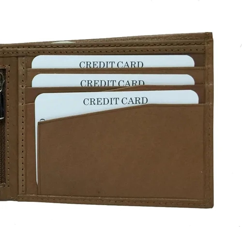 Vista 8 de BMF billetera de cuero genuino bordado color marrón auténtica BMF