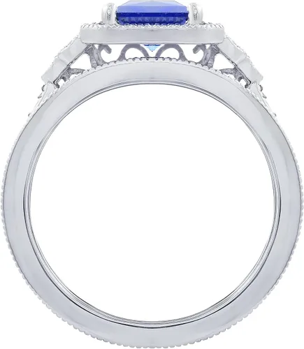 Vista 46 de Amazon Essentials Anillo antiguo de plata de ley chapada en platino o oro con circonita cúbica de elementos infinitos de corte Asscher