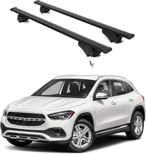 Vista 10 de ERKUL Barras transversales de techo resistentes de 220 libras para Mercedes GLA 2014-2020 Soportes de metal sólido Barras transversales de Negro