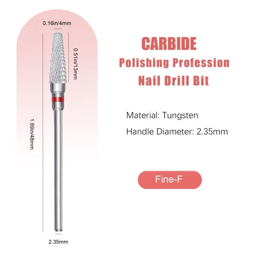Vista 3 de Paquete de 3 brocas de uñas para uñas acrílicas, brocas cónicas de carburo de tungsteno de 3/32 pulgadas para uñas, eliminación rápida profesional