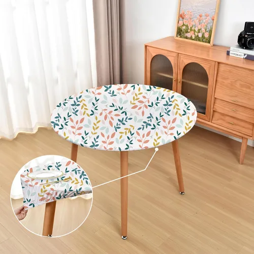 Vista 87 de Mantel ajustado blanco con elástico para mesas plegables de 48x48 pulgadas, manteles lavables y elásticos de elastano para mesas de cartas, manteles