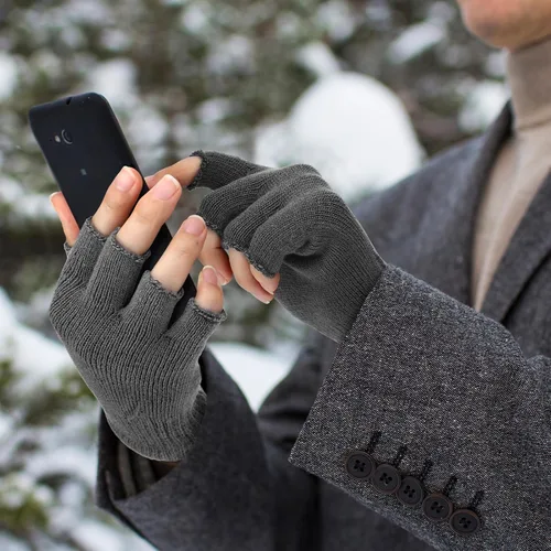 Vista 5 de SATINIOR 4 pares de guantes de invierno de medio dedo, guantes de punto sin dedos, guantes elásticos cálidos para hombres y mujeres