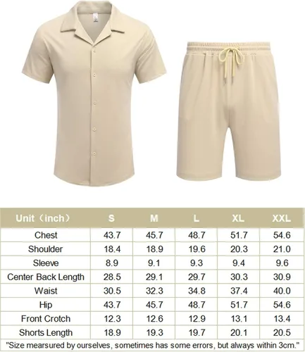 Vista 7 de COOFANDY Mens Two Piece Outfits Sets Casual Button Down Short Sleeve Shirt and Shorts Beach Outfits Sets
