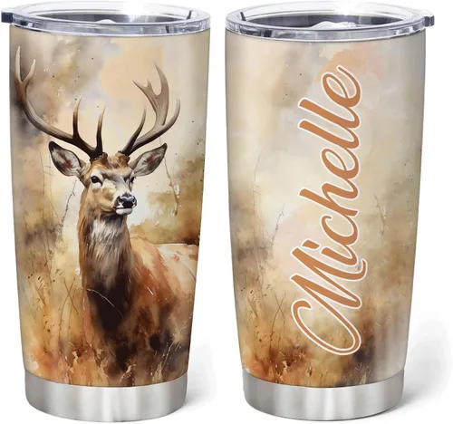 Vista 10 de Hyturtle Regalos de Caza Personalizados Para Hombres - Vaso Térmico de Caza de Ciervos con Camuflaje de 20 Oz para Café de Viaje de Acero Inoxidable