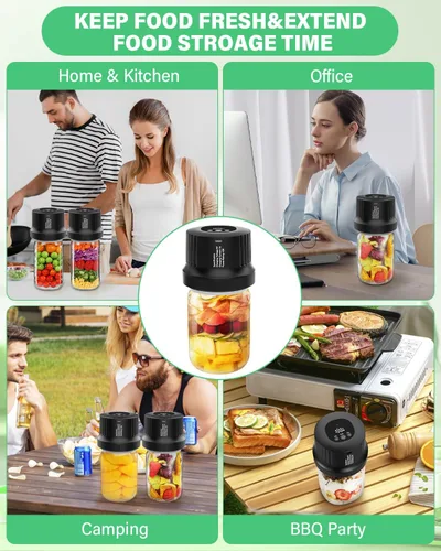 Vista 12 de Kit de sellador al vacío para tarros de masón, sellador automático de Trabaja con boca ancha+regular