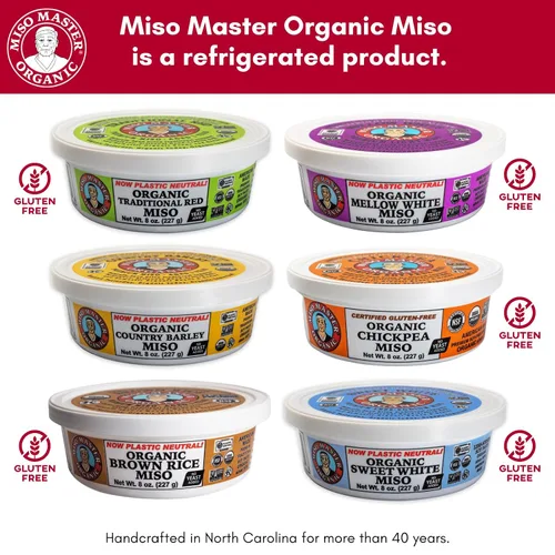 Vista 7 de Miso Master Miso orgánico de garbanzos, sin soja, sin gluten, orgánico, sin OMG, vegano, kosher, pasta de miso blanca vegana, tubo de 16 onzas