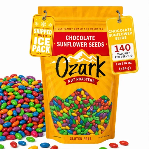 Vista 9 de OZARK NUT ROASTERS: Semillas de girasol de chocolate, aperitivos cubiertos de chocolate, semillas de girasol confitadas gourmet de clase mundial