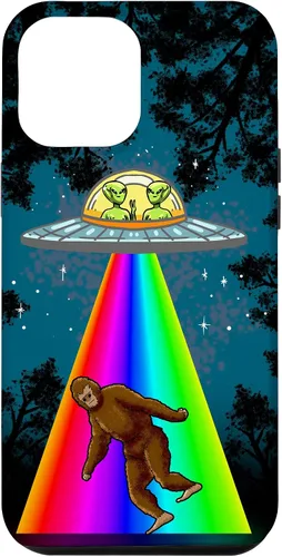 Vista 6 de Funda de regalo para iPhone 14 Alien Bigfoot Sasquatch con diseño de OVNI Galaxy Space Lover