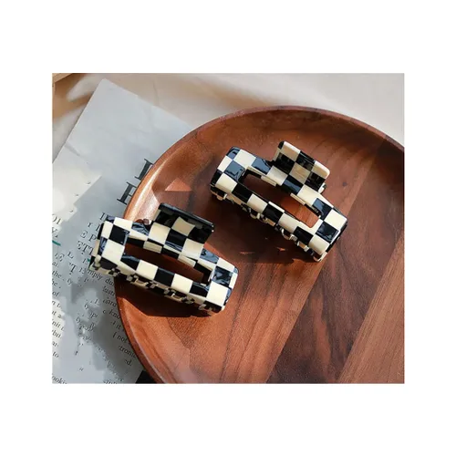 Vista 10 de Pinzas para el cabello a cuadros, 2 pinzas de pelo vintage a cuadros, pinzas de garra fuertes, pasadores para cabello grueso y fino, pinzas