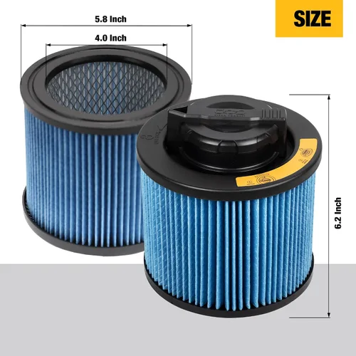 Vista 3 de DEWALT Filtro de vacío de repuesto DXVC4002, apto para la mayoría de aspiradoras húmedas y secas de 4 a 5 galones, filtro de cartucho de alta
