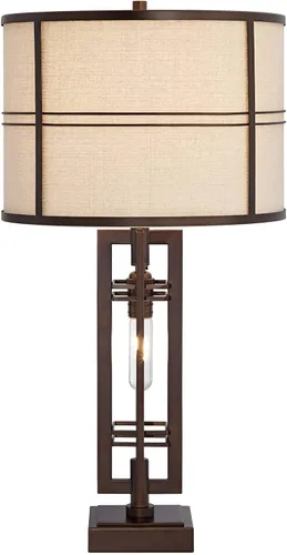 Vista 6 de Trenton - Lámpara de mesa de 28 pulgadas de alto, color bronce, aceitada Marrón