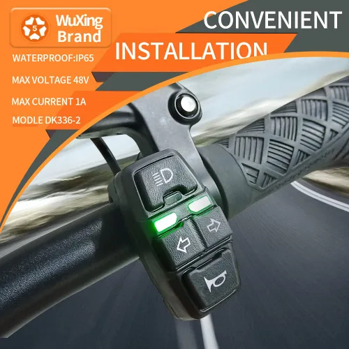 Vista 6 de WUXING DK336 Interruptor de luz de scooter eléctrico 24V/36V/48V/60V/72V Ebike lámpara e interruptor de bocina DK336 para botón de motocicleta puede