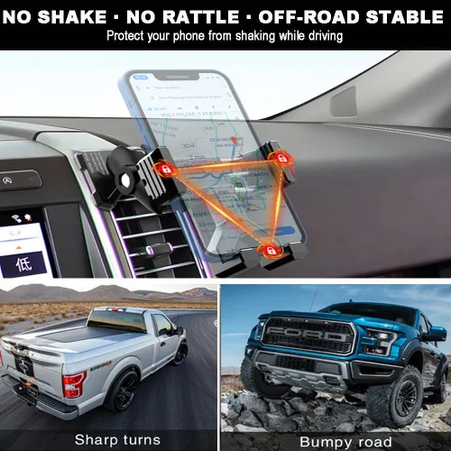 Vista 4 de Soporte de teléfono de ventilación de aluminio para vehículo Ford F150 (2015-2020) Expedition (2018-2021), Super Duty (2017-2021) 360° Rotation