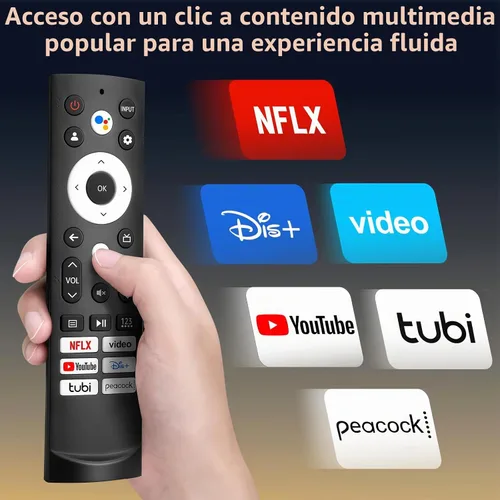 Vista 3 de Control remoto de reemplazo de voz para Hisense Smart Google TV for Hisense Google TV (A6H, U8K, etc.) with one-touch NFLX/YouTube/Dis+/Tubi