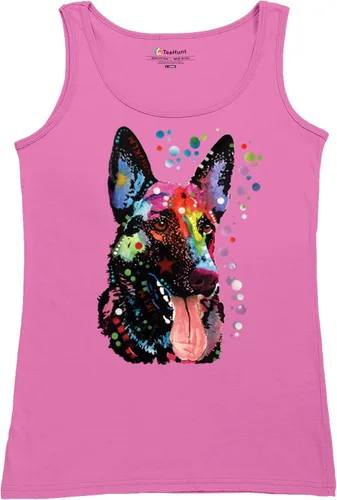 Vista 5 de Tee Hunt Dean Russo - Camiseta sin mangas para mujer, diseño de pastor alemán