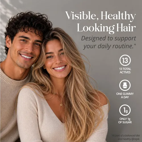 Vista 6 de SugarBearPro Vitamina para el cabello en gomitas, suministro para 1 mes, biotina extra de 6000 mcg para el crecimiento del cabello, vitamina B12