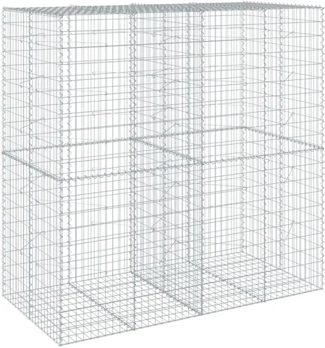 Vista 37 de vidaXL Cesta de gavión con tapa, 39.4 x 19.7 x 39.4 pulgadas, hierro galvanizado rectangular, resistente a la intemperie, montaje sin herramientas