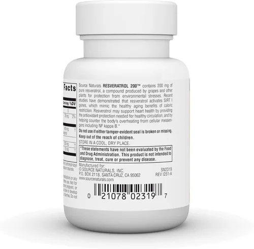 Vista 4 de Source Naturals Resveratrol 200 mg para el Corazón y el Envejecimiento Saludable - 30 Cápsulas Vegetarianas