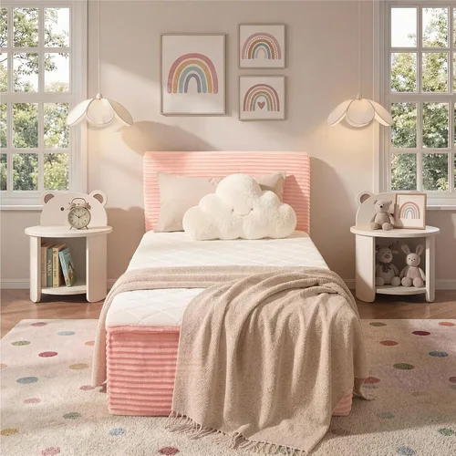 Vista 12 de Base de cama individual sin hueso con colchón, colchón de espuma viscoelástica de 16 pulgadas con plataforma tapizada de tela de felpa, no requiere